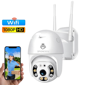 Camera de supraveghere 2 MP HD, PTZ, vedere nocturna color, WIFI, detectie forma umana, microfon incorporat, rezistent la apa IP66, comunicare bidirectionala