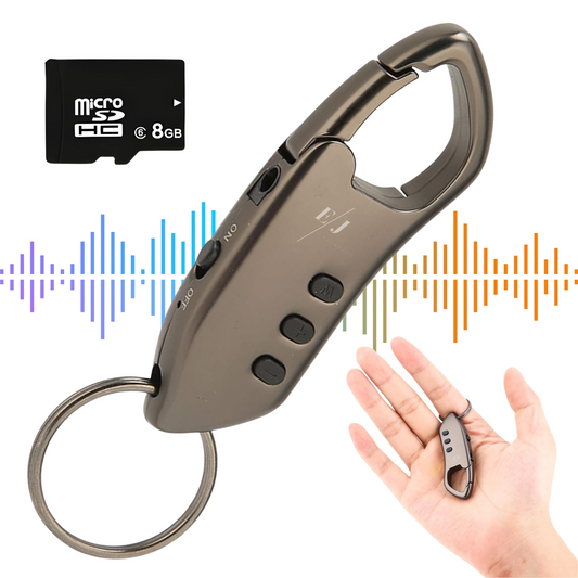 Mini reportofon tip breloc SK005, memorie 8GB/16GB/32GB, acoperire 12 m, baterie 80 mAh, standby pana la 30 zile, , MP3 player, activare vocala