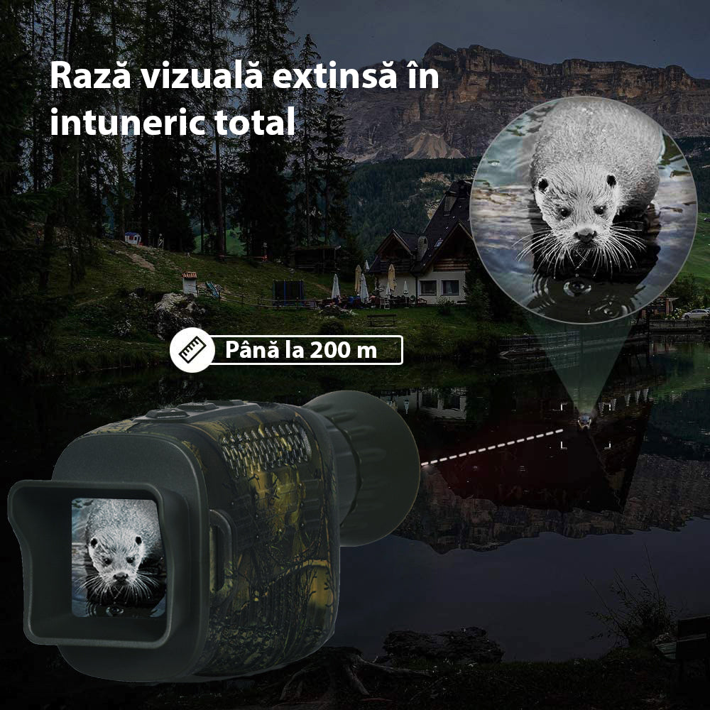 Monoclu digital night vision, zoom reglabil, inregistrare video, verde