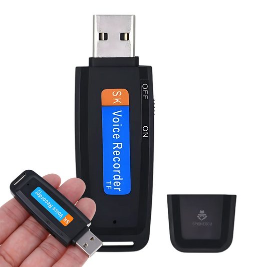 Stick USB cu reportofon, Spionescu, inregistrare audio pana la 12h, Slot Card TF, activare rapida, raza 10m, USB 2.0, compatibil Windows/iOS