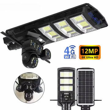 Camera de supraveghere, Q7, 12MP, panou solar integrat, conexiune 4G si Wi-Fi, viziune nocturna color, detectare miscare, audio bidirectional, rezistenta la apa IP66, Vizualizare panoramica 360°