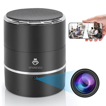 Boxa bluetooth cu camera ascunsa, Wifi, rotatie senzor 240°, detectia miscarii, Android/iOS, stocare card/cloud, 1080P, baterie 3000 mAh