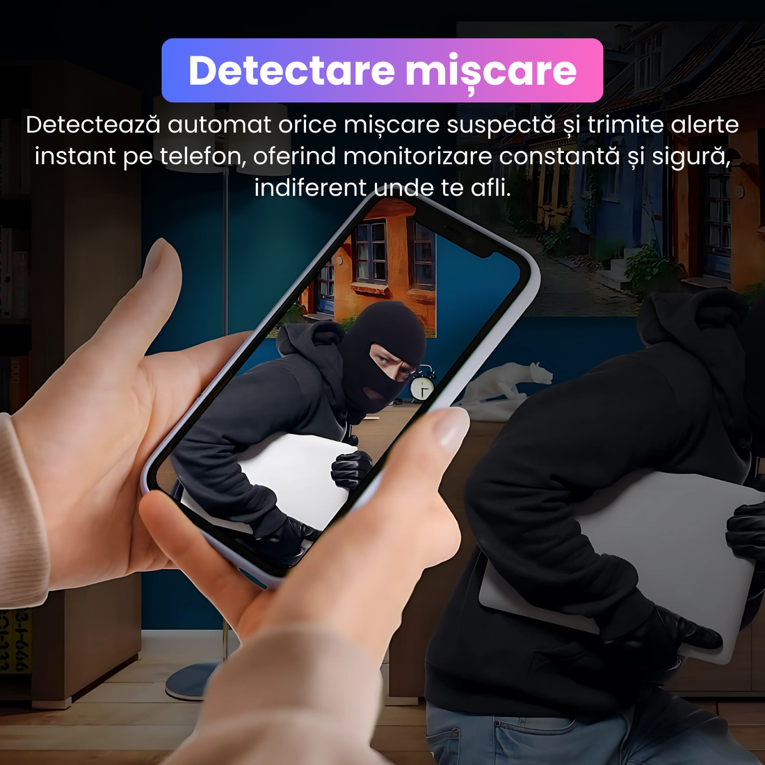 Ceas cu camera ascunsa audio-video, WiFi, HD, detectarea miscarii pe iO, night vision