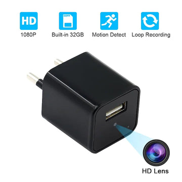 Incarcator USB cu camera ascunsa, WiFi, Full HD, aplicatie dedicata, detectarea miscarii pe iOS