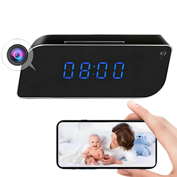 Ceas cu camera video ascunsa – WiFi, Night Vision, 150° unghi larg, detectarea miscarii pe iOS, FULL HD