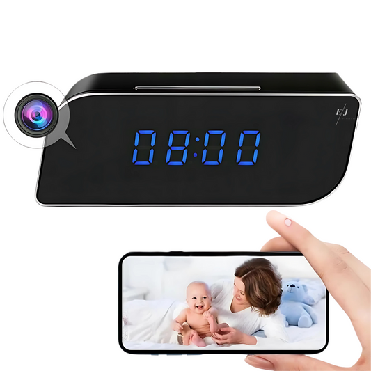 Ceas cu camera video ascunsa – WiFi, Night Vision, 150° unghi larg, detectarea miscarii pe iOS, FULL HD
