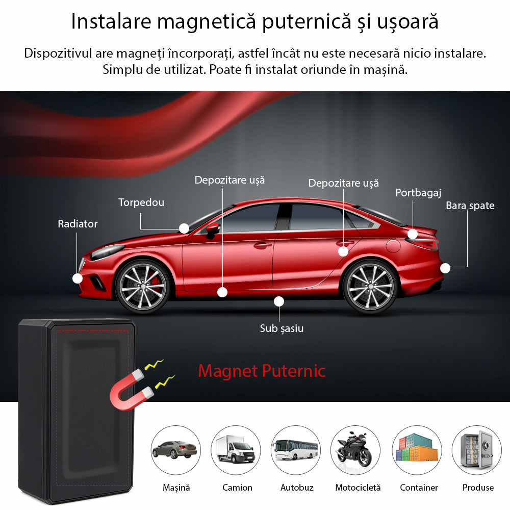 Tracker magnetic cu microfon, GSM si localizare GPS - TK108A