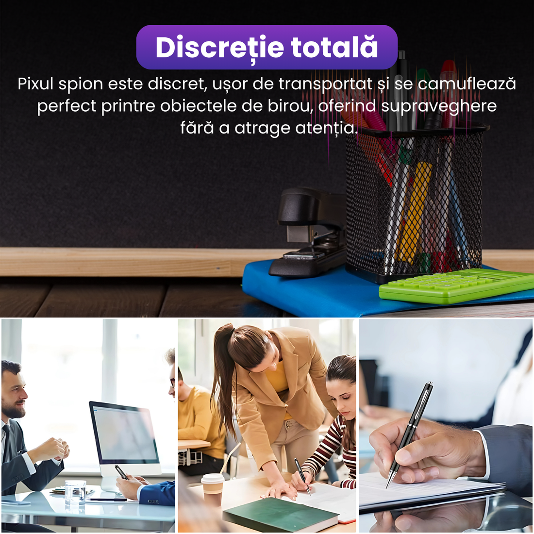 Pix cu microfon ascuns, activare vocala, MP3 Player, negru