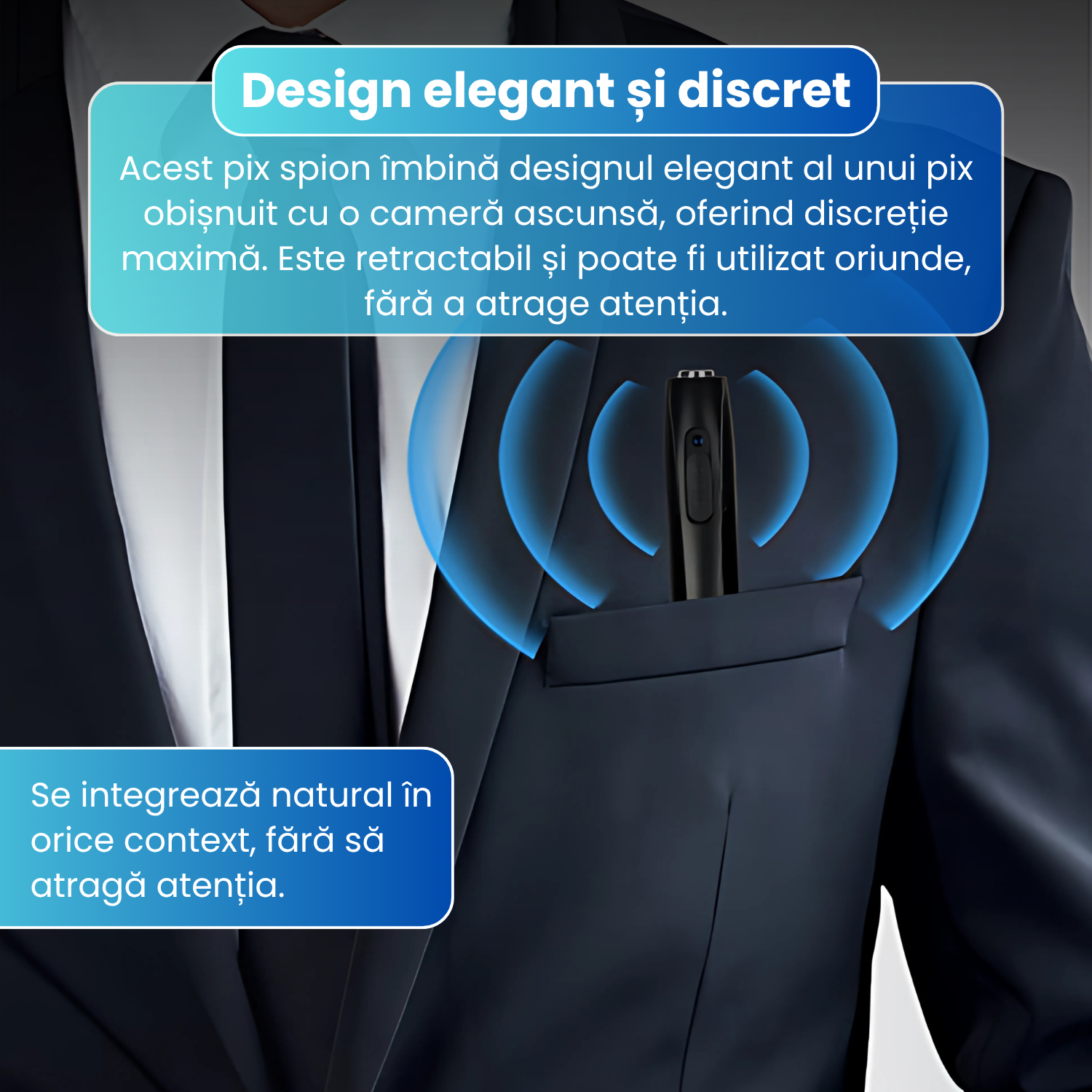 Pix spion camera 1080 HD si microfon, dispozitiv inregistrare audio, video, foto, pix spion cu camera ascunsa
