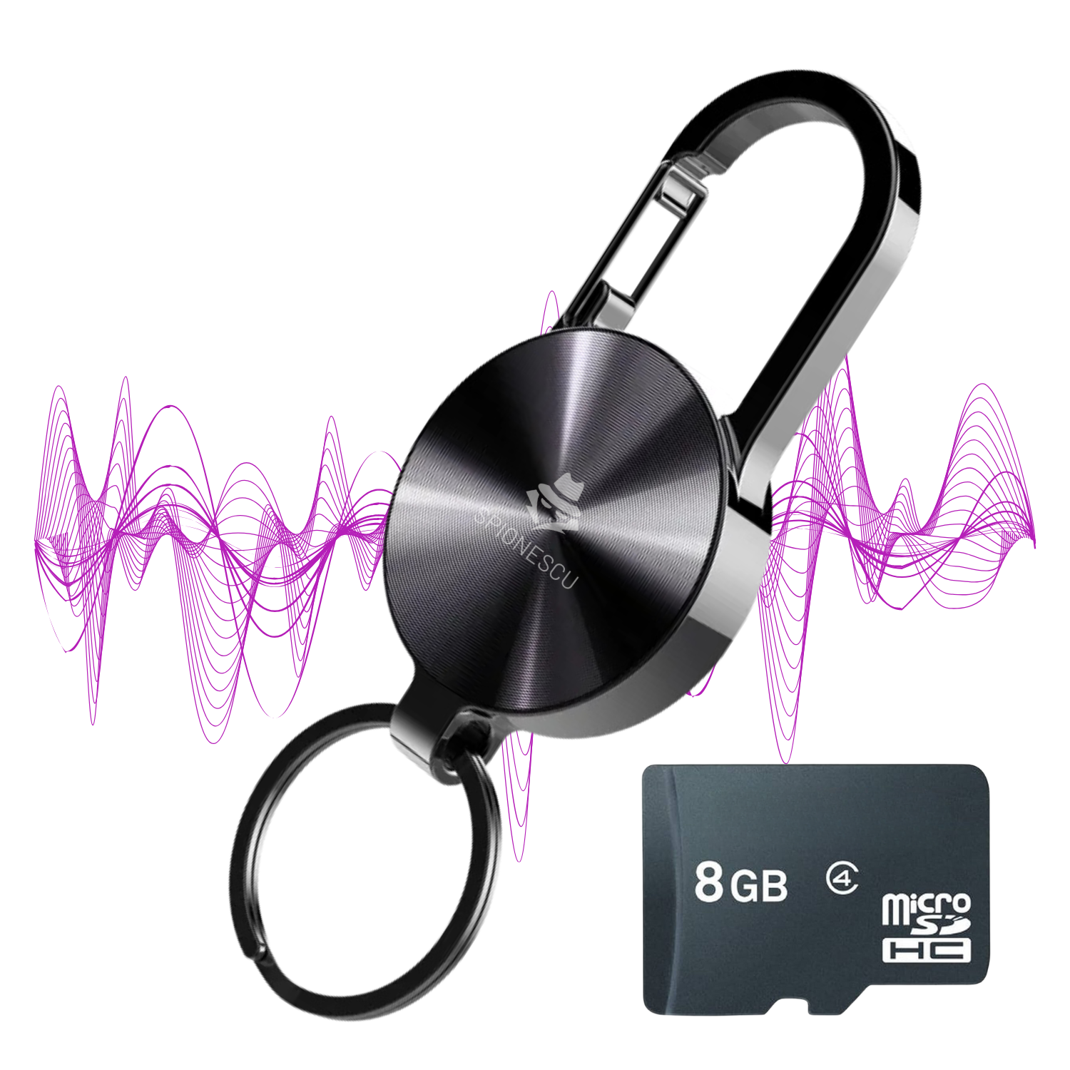 Reportofon spion tip breloc, S25, baterie 120 mAh, autonomie 25 h, MP3 player, inregistrare cu activare vocala, eliminare zgomot