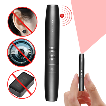 Detector aparate spionaj, WT09, detectare 1 MHz–6.5 GHz, raza 5 cm–10 m, detectare GPS magnetic, cip avansat, sensibilitate reglabila, baterie 300 mAh, dimensiune compacta, negru