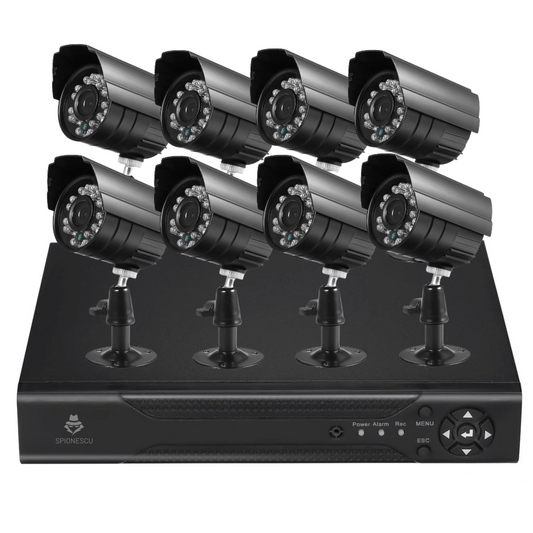 Kit supraveghere video exterior, 8 camere, 2MP, vedere nocturna IR, DVR cu 4 canale, Full HD, IP66, detector de miscare