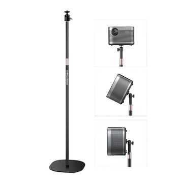 Suport portabil pentru videoproiector, YX-302 B, rotatie orizontala de 360°, stand ajustare verticala 90°, inaltime maxima 135 cm, baza patrat, negru