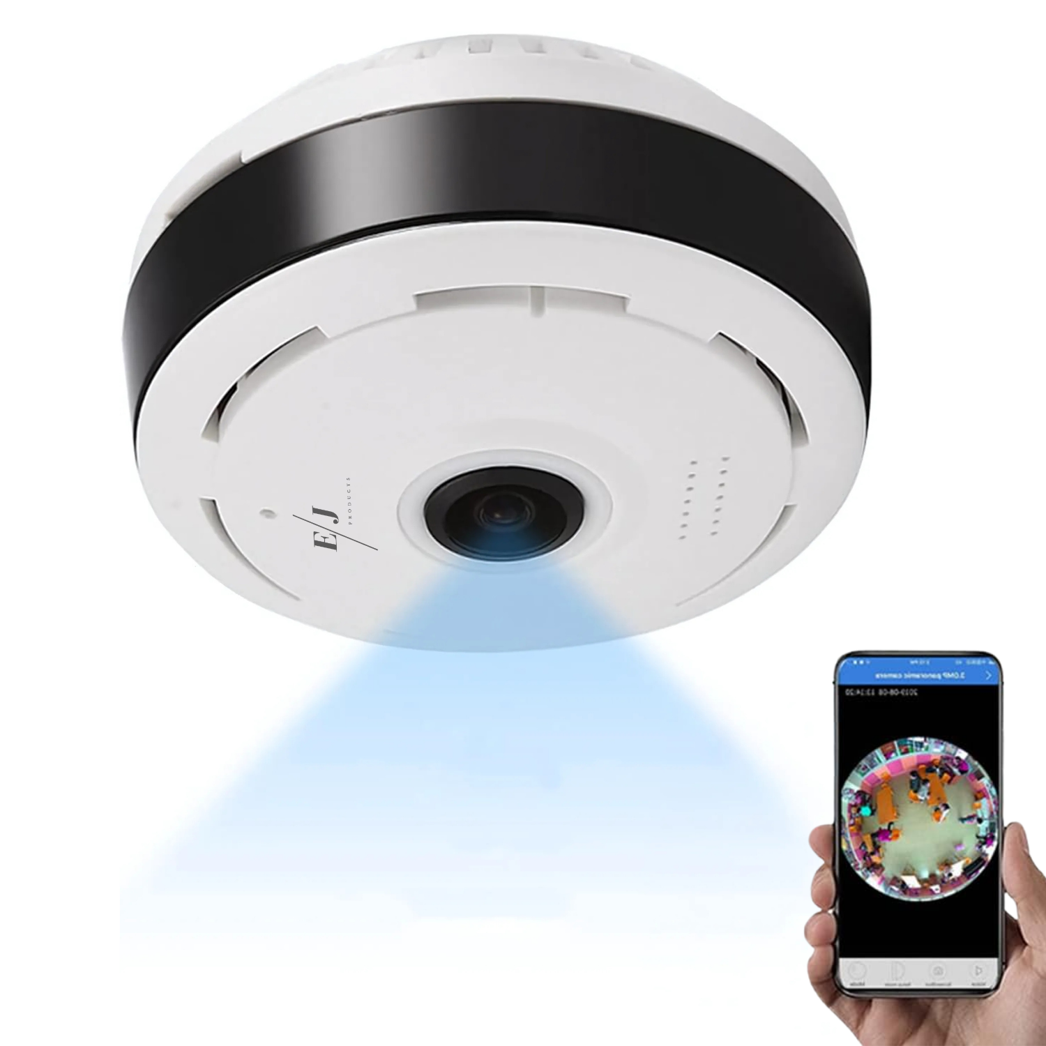 Mini camera ascunsa WiFi 360° Lentila Fisheye 1.44mm, Detectie Miscare AI, Audio Bidirectional, Night Vision, Stocare Cloud si TF, 960P HD, Montare Tavan, Acces de la Distanta