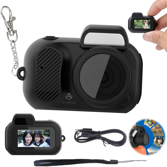 Mini camera spion tip breloc, Y3000, inregistrare audio video, detectare miscare, ecran HD 0.96 Inch, inregistrare in bucla, autonomie 60 minute, design compact, negru