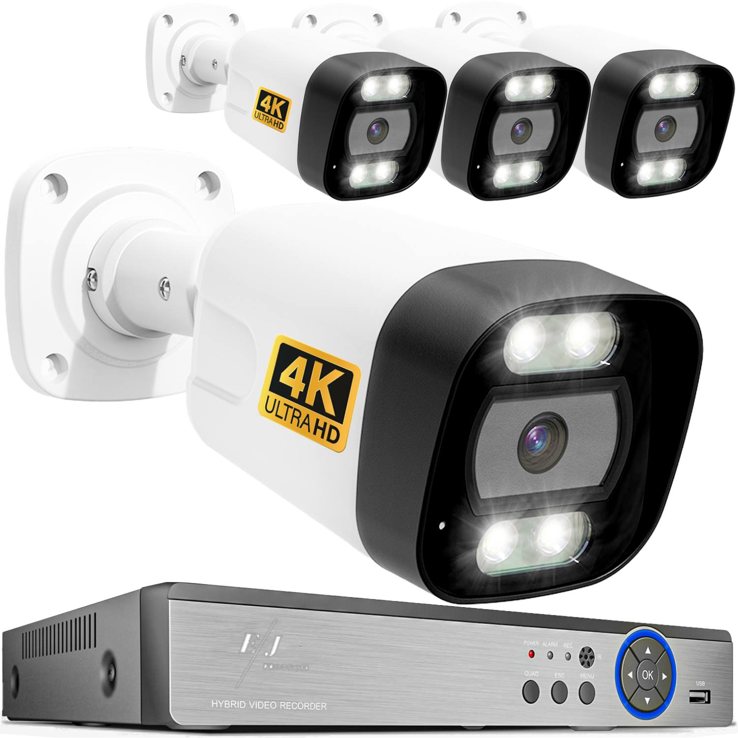 Sistem supraveghere video cu 4 camere Ultra HD 4K, DVR 4 canale, transmisie live - PK-8HB718