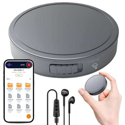 Reportofon magnetic cu microfon ascuns, activare vocala, MP3 Player, 128GB, gri - ZH007