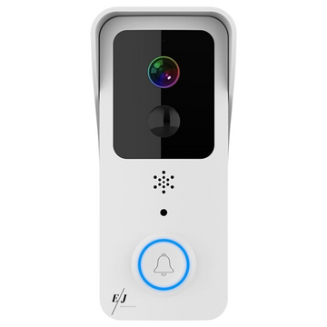 Sonerie inteligenta video cu alarma, rezistenta la apa, infrarosu night vision, sunet bidirectional, acumulatori inclusi, wireless 2.4G si 5G, control aplicatie, alb