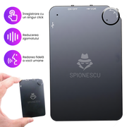 Mini reportofon spion ultra-subtire, Spionescu, activare la sunet si voce, K2, autonomie ridicata, dimensiune card, pana la 150 ore inregistrare, operare cu un singur buton, portabil, functie MP3 Player, negru