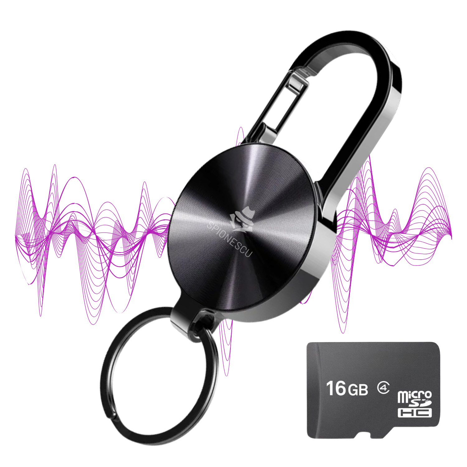 Reportofon spion tip breloc, S25, baterie 120 mAh, autonomie 25 h, MP3 player, inregistrare cu activare vocala, eliminare zgomot