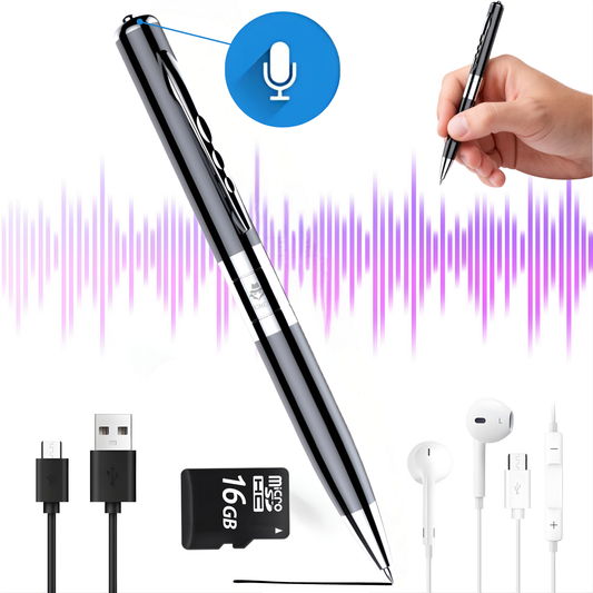 Pix spion cu reportofon integrat Q91, 16GB, autonomie inregistrare pana la 15 ore, reducere zgomot DSP, functie MP3, stocare USB, design discret, negru