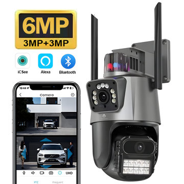 Camera de supraveghere dubla, Q322, WIFI, 6MP, exterior, IP 66, AI, leduri lumina, comunicare bidirectionala, alarma, senzor miscare,exterior