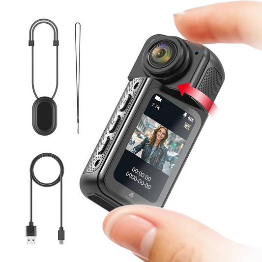 Mini camera video corporala 2.7K 1080P cu WiFi, body cam, S70, ecran HD de 1.47", design magnetic, viziune nocturna, inregistrare hands-free si suport card microSD