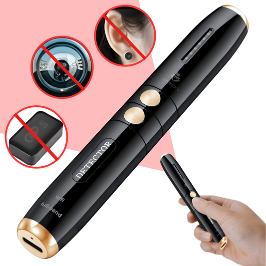 Mini detector dispozitive spionaj, T13, detectie camere ascunse, RF si GPS, laser infrarosu, 5 trepte sensibilitate, autonomie pana la 25 ore, negru