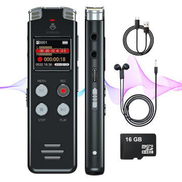 Reportofon digital cu activare vocala L357, 16GB, autonomie 10 ore inregistrare, 35 ore redare, functie MP3 player, reducere zgomot, design compact, negru