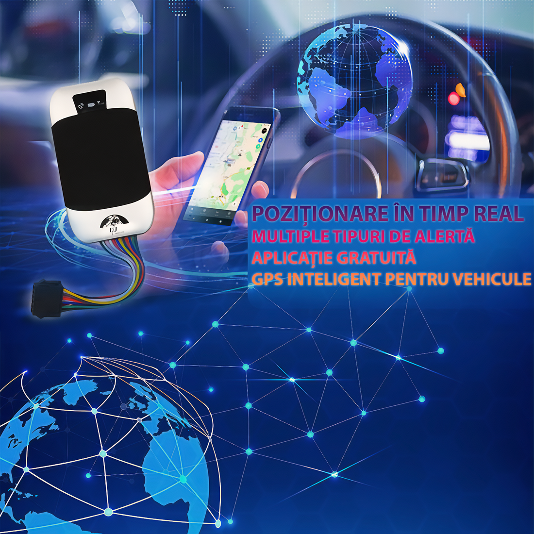 GPS Traker 2G, TK303, auto, camion, moto, alarma miscare, urmarire si localizare, microfon, alarma deschidere usa, alerta viteza excesiva,  alimentare auto 12-24V, perimetru de siguranta, precizie GPS 5m, rezistent la apa IP65, negru