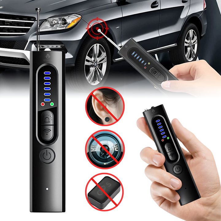 Detector camere ascunse si microfoane X13, detectare GPS, RF 1MHz-6.5GHz, 4 in 1, anti-spionaj, lanterna LED, 400 mAh, sensibilitate ajustabila, baterie reincarcabila, portabil, negru