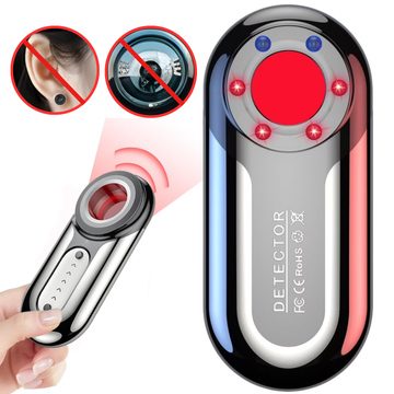 Detector aparate spionaj portabil, AK470, detectare camere ascunse, microfoane, GPS, senzor infrarosu, cip inteligent 10MHz–5GHz, autonomie mare, alarma sonora si luminoasa, negru