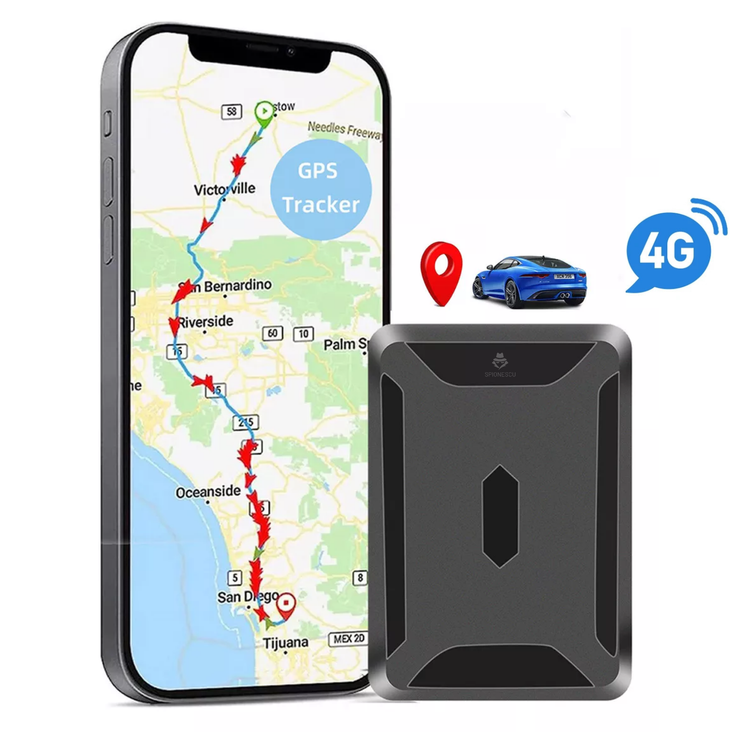 Tracker GPS 4G cu magnet puternic, baterie 10.000 mAh, localizare in timp teal prin aplicatie, monitorizare audio, redare traseu 180 zile, rezistenta la apa IP65, compatibil Android/iOS