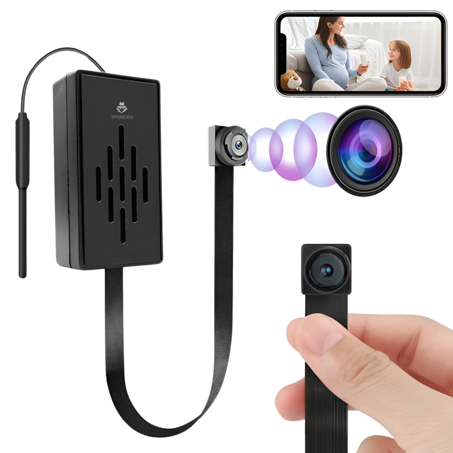 Camera ascunsa tip nasture, V4A, WIFI, 1080P, detectarea miscarii, inregistrare ciclica, acces de la distanta, baterie 600 mAh