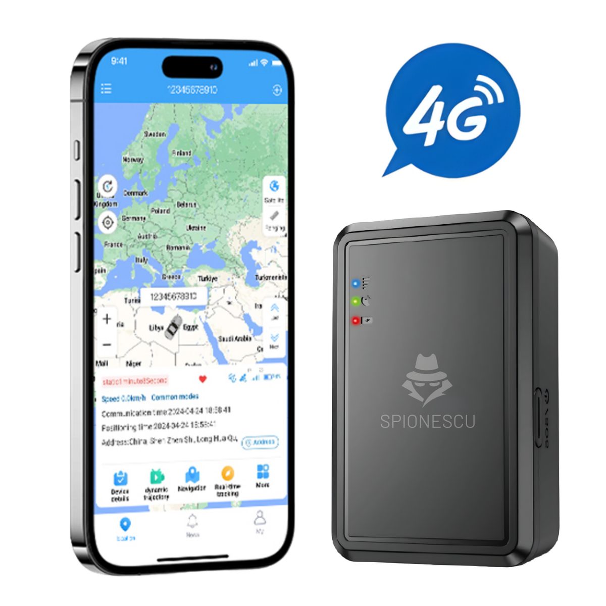 Tracker GPS P8, localizare 4G in timp real, baterie 1200 mAh, alerte miscare, pozitionare multipla GPS + WiFi + LBS + BD, fixare magnetica, aplicatie iOS/Android