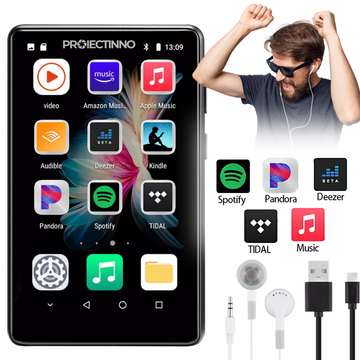 MP3 Player Portabil cu Ecran Tactil 4", M9, Android, 2GB RAM, 16GB stocare, bluetooth 5.0, wi-Fi, baterie 1500 mAh, USB Type-C, jack 3.5 mm, redare muzica si video, radio FM, e-book, OTG, slot Card TF, negru
