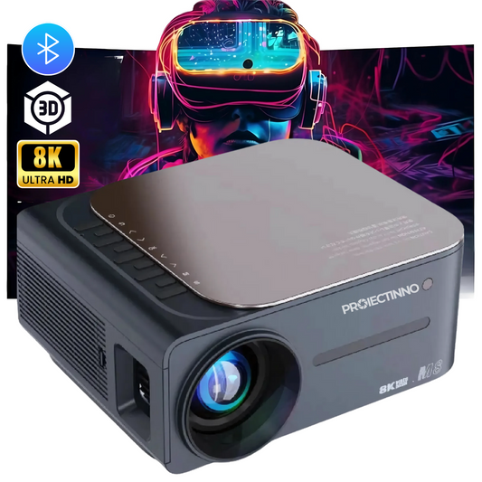 Videoproiector 3D, 8K, M8, 16 GB, Android 9.0, Bluetooth 5.0, WiFi 2.4G/5G, audio Dolby, corectie trapezoidala, 400 ANSI, portabil, negru