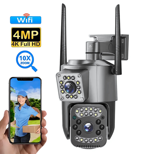 Camera de supraveghere 4MP, PTZ, comunicare bidirectionala, unghi larg, vedere nocturna color, senzor CMOS, zoom X10, detectare miscare, rezistenta la apa IP66