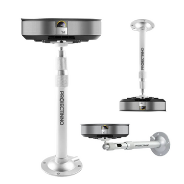 Suport videoproiector pentru tavan si perete, reglabil pe inaltime 20–40 cm, rotire 360°, inclinare 90°, compatibil universal, constructie din aluminiu durabil, montaj rapid, capacitate 3 kg, argintiu