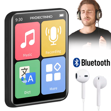 MP3 Player portabil cu ecran tactil 2.0", D2, Bluetooth 5.0, 32GB, suport casti wireless si cu fir, baterie 300mAh, design slim 0.8cm, redare muzica si video, negru