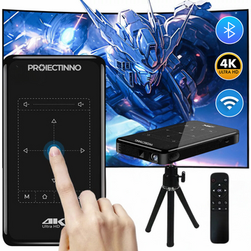 Mini Videoproiector LED DLP P09-II, Performanta 4K 3D, 2GB RAM, 32GB Stocare, Android 9.0, Bluetooth 5.0, WiFi, Autonomie 2h, Compatibilitate PS/Xbox, Ultra-Portabil cu Trepied, Negru