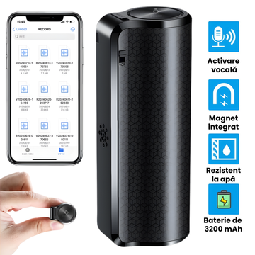 Reportofon profesional magnetic Q70, activare vocala, reducere zgomot AGC, inregistrare PCM 1536 kbps, baterie 3200 mAh, autonomie extinsa, conectare USB/OTG, negru