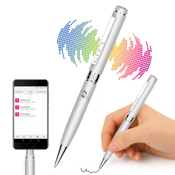 Pix cu reportofon spion integrat, D3191, 32GB memorie interna, autonomie 10 ore, raza inregistrare 15m, microfon 360°, compatibil smartphone Type-C/Lightning, functie MP3 player, design elegant si discret, argintiu