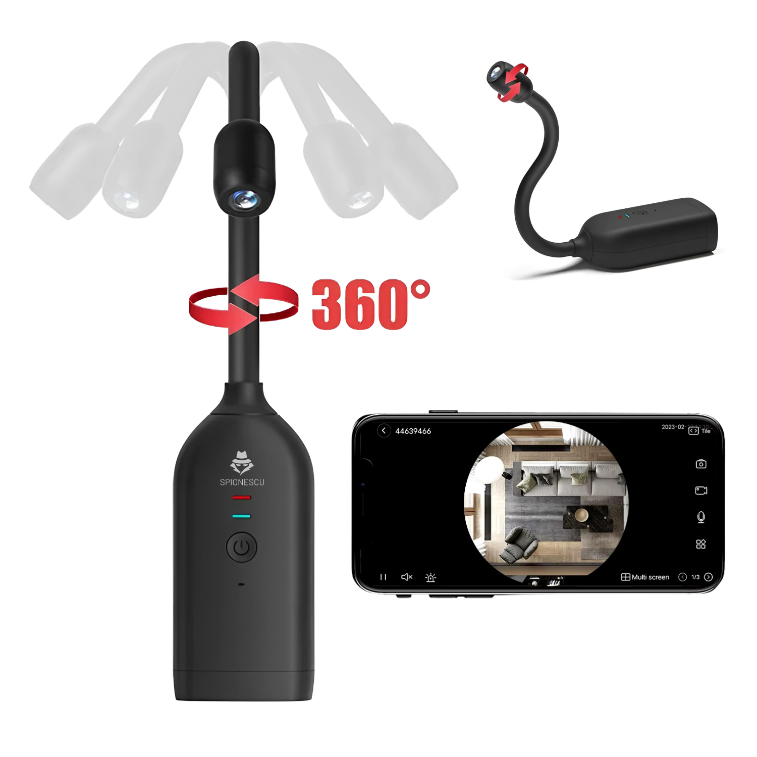 Camera WI-FI flexibila 360°, QJ700, detectare umana, audio bidirectional, stocare in cloud, baterie 2000 mAh, autonomie 5 ore, notificare instantanee