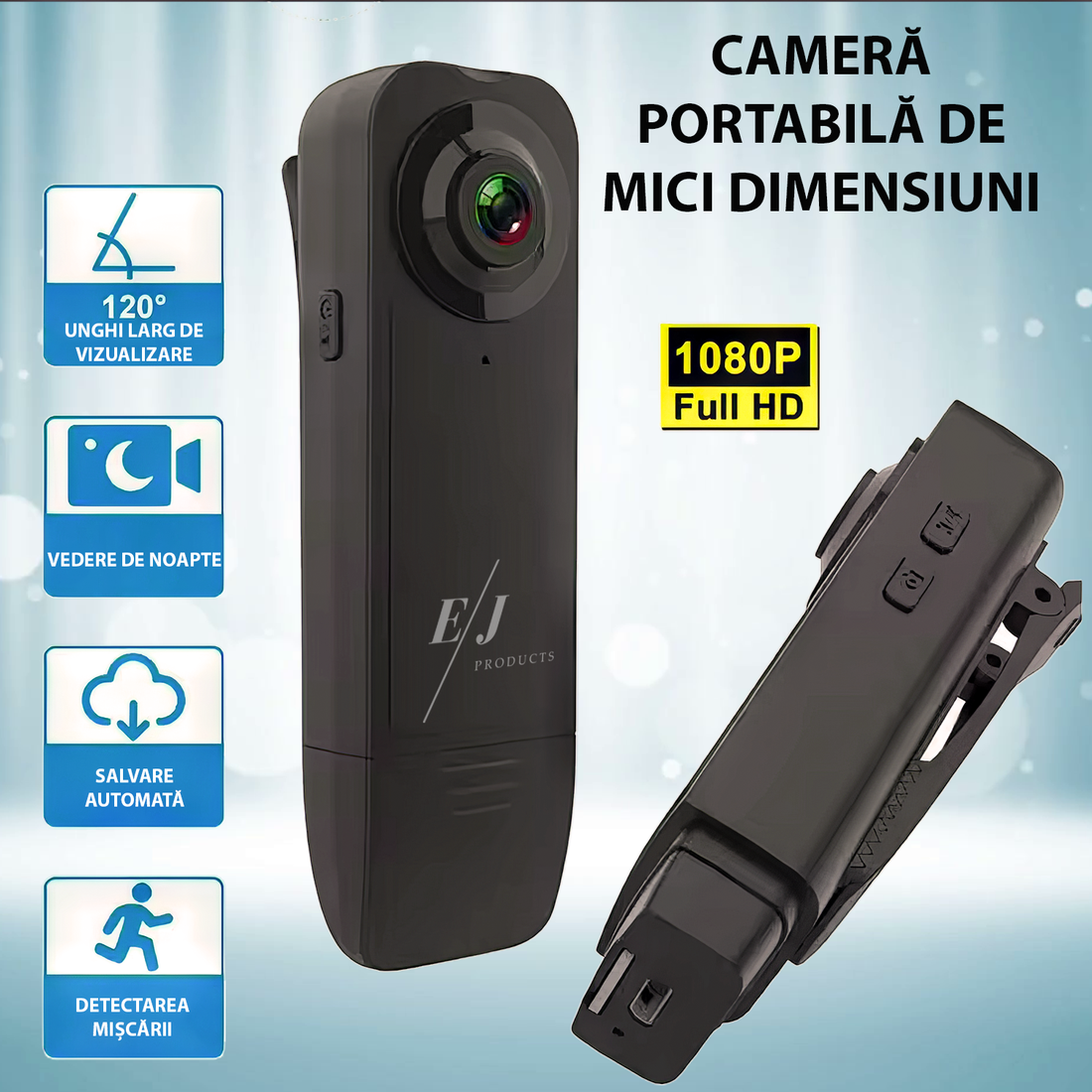 Camera video corporala, A18, 12MP, full HD, autonomie baterie 8 ore, unghi vizualizare 120°, senzor miscare, dimensiuni reduse