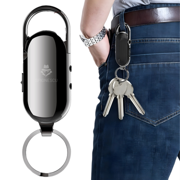 Mini reportofon spion tip breloc, S22, activare vocala, 16 GB, redare MP3, monitorizare in timp real, autonomie extinsa, salvare automata, negru