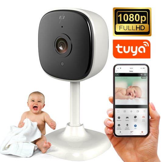 Camera baby monitor, MK-K258, rezolutie 1080P Full HD, senzor miscare, vedere nocturna, audio bidirectional, compatibilitate Alexa/Google Assistant, stocare Cloud si microSD pana la 128GB, unghi vizualizare 135°, alb