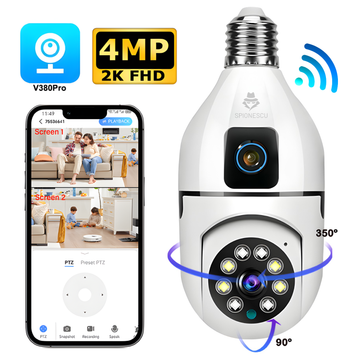 Camera de supraveghere dubla 360° HD, WiFi, 4MP, PTZ, CCTV - V380