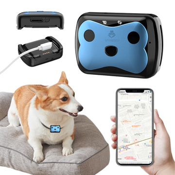 Tracker GPS 4G pentru animale, D15, rezistent la apa IP68, localizare in timp real, apel vocal, alerte prin aplicatie, baterie 650 mAh, cautare prin sunet si lumina