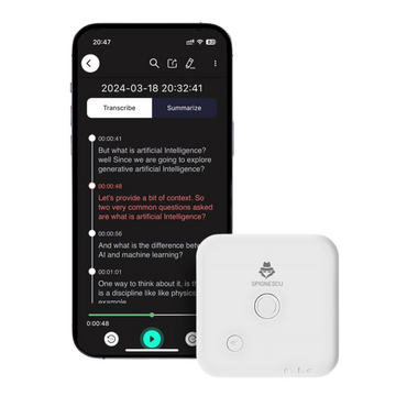 Reportofon inteligent AI 64 GB, ChatGPT transcriere automata si rezumate, suporta 100 de limbi, capacitate de inregistrare 1000 ore, autonomie 8 ore, control prin aplicatie, magnetic, alb